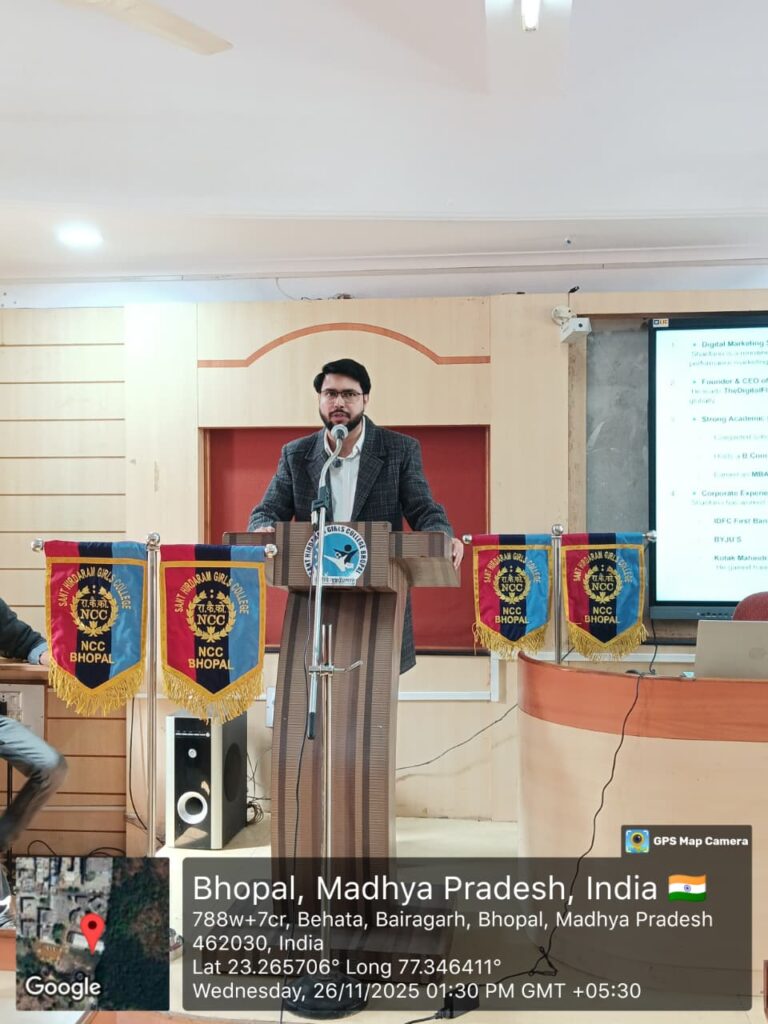 Motivational keynote address by Shantanu Tarey, Founder of The DigitalFlix, inspiring young students and teachers on the future of AI, cybersecurity, and digital marketing education in India.